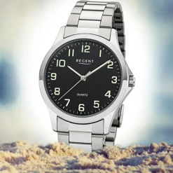 Regent Herren Armbanduhr Analog 1152411 Quarz-Uhr Metall silber UR1152411