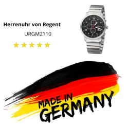 Regent Herren Armbanduhr Analog GM-2110 Quarz-Uhr Metallband silber URGM2110