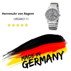 Regent Herren Armbanduhr Analog GM-2111 Quarz-Uhr Metallband silber URGM2111