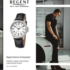 Regent Herren Armbanduhr Analog Lederarmband schwarz UR1092567