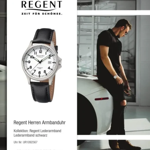 Regent Herren Armbanduhr Analog Lederarmband schwarz UR1092567