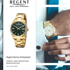 Regent Herren Armbanduhr Analog Metallarmband gold UR1142587