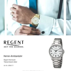 Regent Herren Armbanduhr Analog Titanarmband silber URBA777