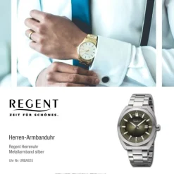 Regent Herren Armbanduhr Analog Metallarmband silber URBA825