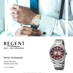 Regent Herren Armbanduhr Analog Metallarmband silber URBA826