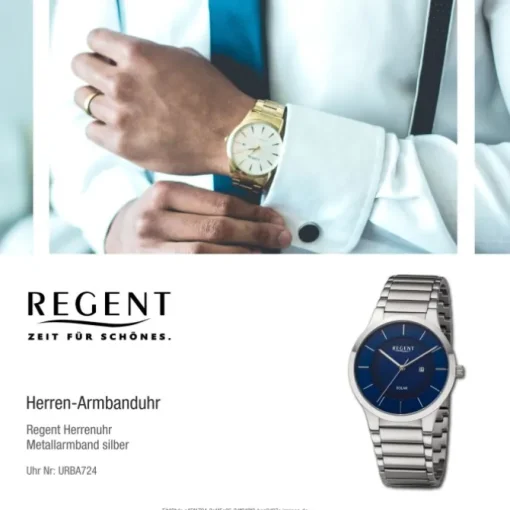Regent Herren Armbanduhr Analog Metallarmband silber URBA724