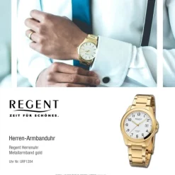 Regent Herren Armbanduhr Analog Metallarmband gold URF1284
