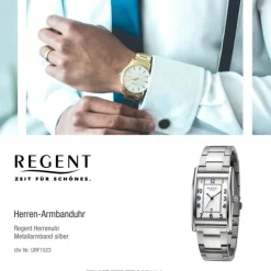 Regent Herren Armbanduhr Analog Metallarmband silber URF1523