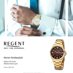 Regent Herren Armbanduhr Analog Metallarmband gold URF1530