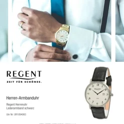 Regent Herren Armbanduhr Analog Lederarmband schwarz UR1094063