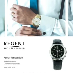 Regent Herren Armbanduhr Analog Lederarmband schwarz UR1112504
