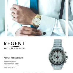 Regent Herren Armbanduhr Chronograph Metallarmband silber UR1152507