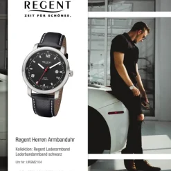 Regent Herren Armbanduhr Analog GM-2104 Automatik Lederband schwarz URGM2104