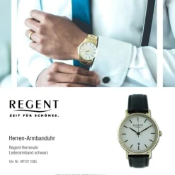 Regent Herren Armbanduhr Analog Lederarmband schwarz UR1011585