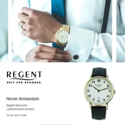 Regent Herren Armbanduhr Analog Lederarmband schwarz UR1011586