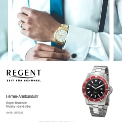 Regent Herren Armbanduhr Analog Metallarmband silber URF1286