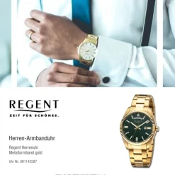 Regent Herren Armbanduhr Analog Metallarmband gold UR1142587