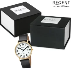 Regent Herren Armbanduhr Analog Lederarmband schwarz URBA797