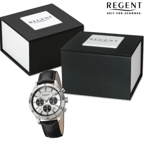 Regent Herren Armbanduhr Analog Lederarmband schwarz URBA821