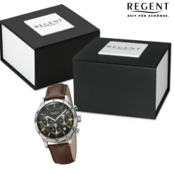 Regent Herren Armbanduhr Analog Lederarmband dunkelbraun URBA822