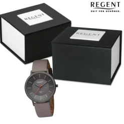 Regent Herren Armbanduhr Analog Lederarmband dunkelbraun URBA723