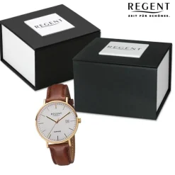 Regent Herren Armbanduhr Analog Lederarmband braun URF1252