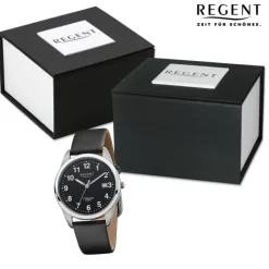 Regent Herren Armbanduhr Analog Lederarmband schwarz URF1271