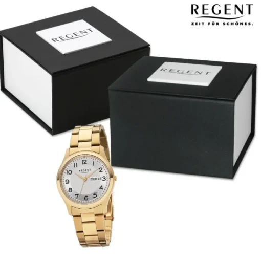Regent Herren Armbanduhr Analog Metallarmband gold URF1277