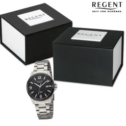 Regent Herren Armbanduhr Analog Titanarmband grau URF1298