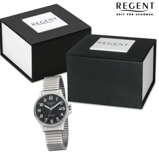 Regent Herren Armbanduhr Analog Edelstahlarmband silber URF1350