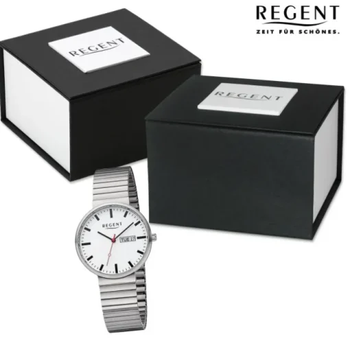 Regent Herren Armbanduhr Analog Edelstahlarmband silber URF1354