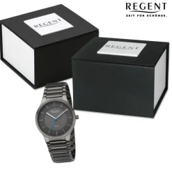 Regent Herren Armbanduhr Analog Metallarmband dunkelgrau URBA726