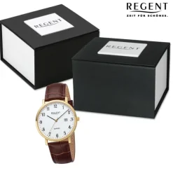 Regent Herren Armbanduhr Analog Lederarmband braun URF1425