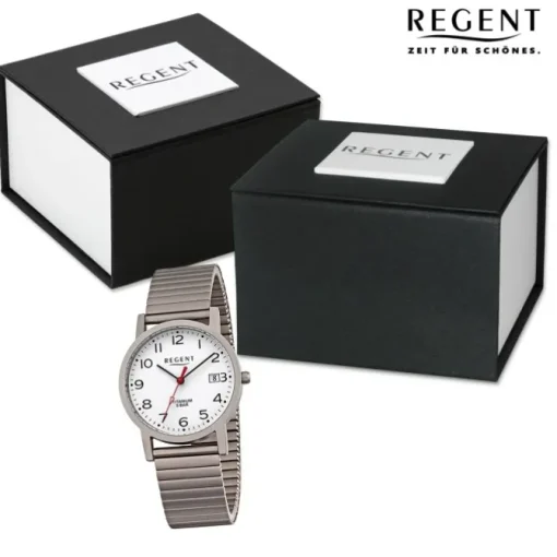 Regent Herren Armbanduhr Analog Edelstahlarmband grau URF1436