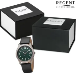 Regent Herren Armbanduhr Analog Lederarmband schwarz URF1448