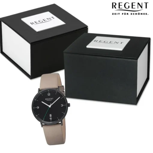 Regent Herren Armbanduhr Analog Lederarmband braun URF1532
