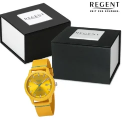 Regent Herren Armbanduhr Analog Nylonarmband gelb hellblau URBA735