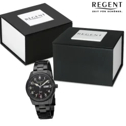Regent Herren Armbanduhr Analog Metallarmband schwarz URF1278