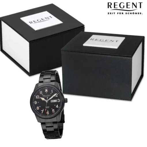 Regent Herren Armbanduhr Analog Metallarmband schwarz URF1278