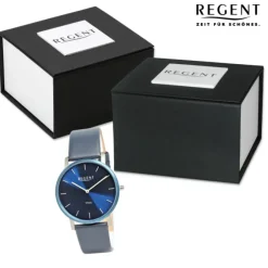 Regent Herren Armbanduhr Analog Lederarmband dunkelblau UR1094066