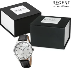 Regent Herren Armbanduhr Analog Lederarmband schwarz URGM2212