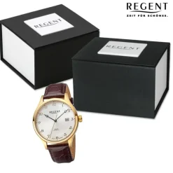 Regent Herren Armbanduhr Analog Lederarmband braun URGM2214