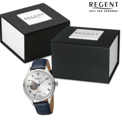 Regent Herren Armbanduhr Analog Lederarmband blau URGM2215