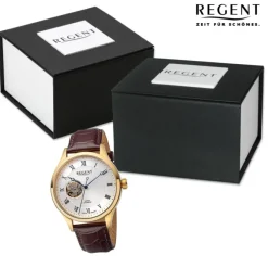 Regent Herren Armbanduhr Analog Lederarmband braun URGM2216