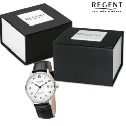 Regent Herren Armbanduhr Analog Lederarmband schwarz URGM2206