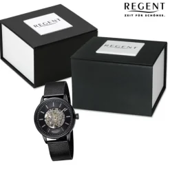 Regent Herren Armbanduhr Analog Metallarmband schwarz URF1397