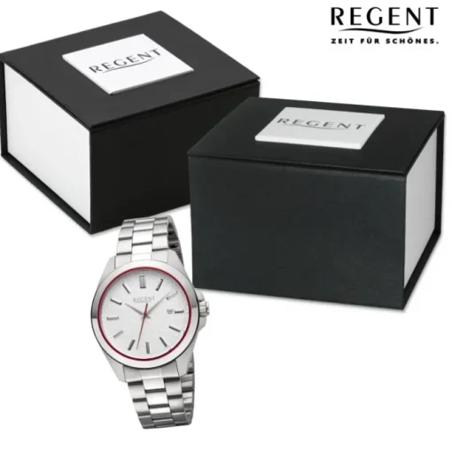 Regent Herren Armbanduhr Analog Metallarmband silber URBA813