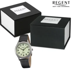 Regent Herren Armbanduhr Analog Lederarmband schwarz URF1268
