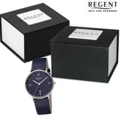 Regent Herren Armbanduhr Analog Lederarmband dunkelblau URF1533