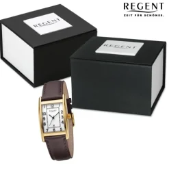 Regent Herren Armbanduhr Analog Lederarmband dunkelbraun URF1519